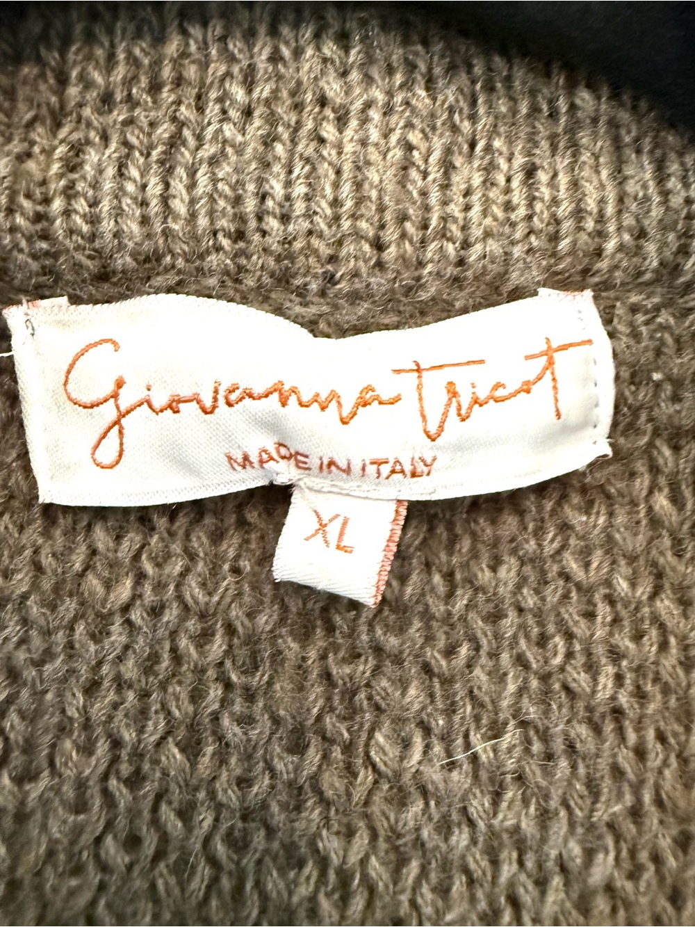 Giovanna Tricot Italy Wool Blend Long Cardigan Taupe Sz XL Pockets Buttons - Picture 5 of 12
